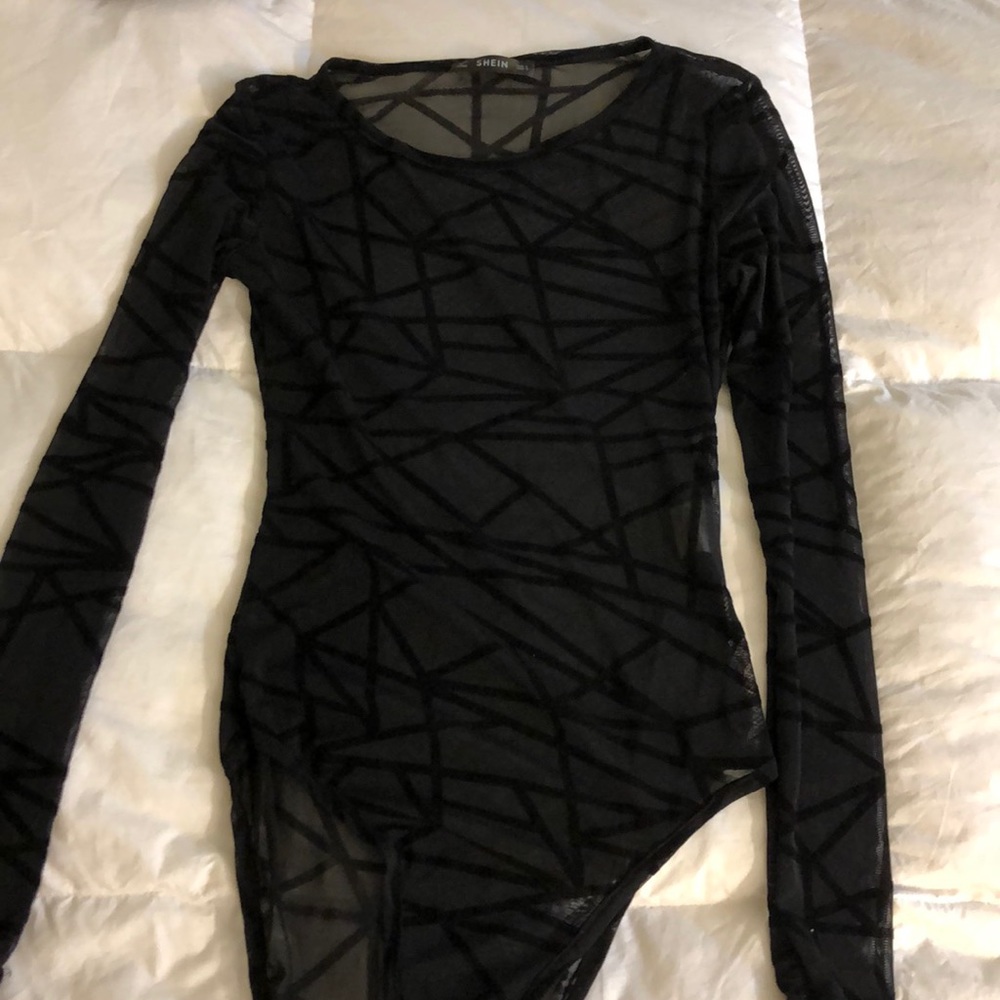 Sheer / black body suit / S